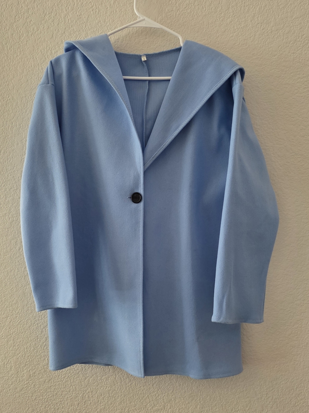 Light Blue Women's Hooded Single-Button Coat